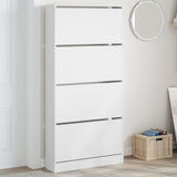 Shoe Cabinet with 4 Flip-Drawers White 80x21x163.5 cm