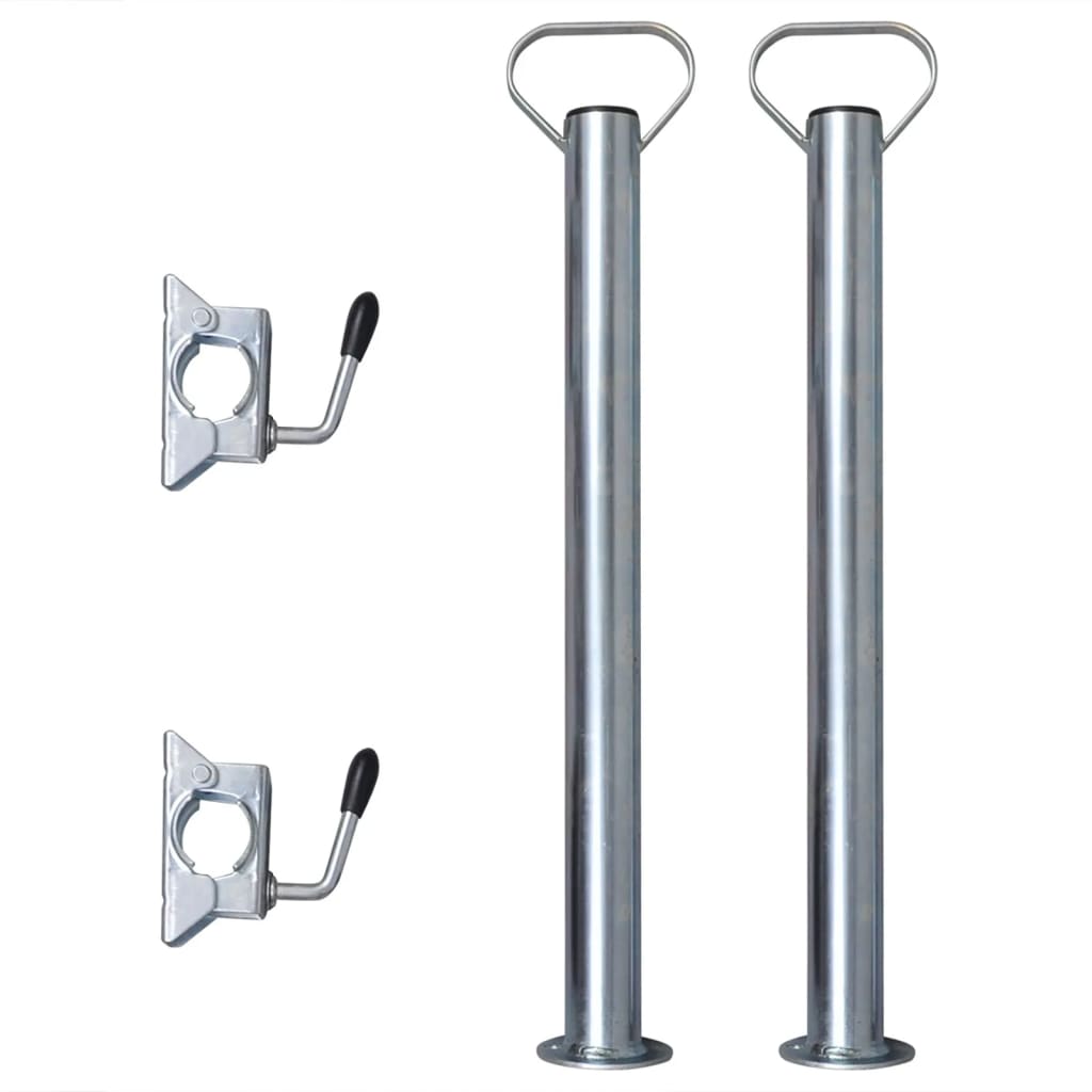 Trailer Jack Wheel 60mm with 2 Support Tubes and 2 Split Clamps
