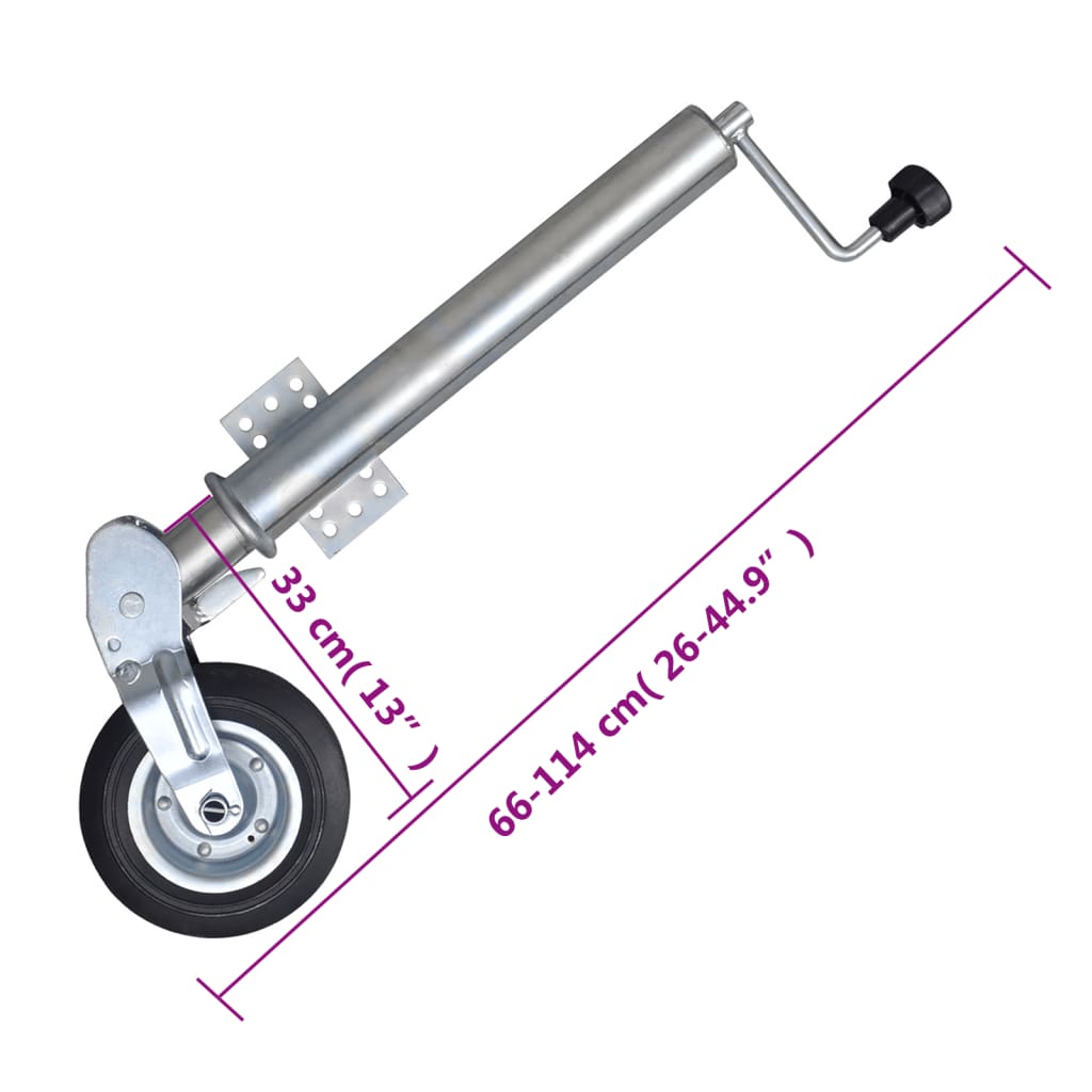Trailer Jack Wheel 60mm with 2 Support Tubes and 2 Split Clamps