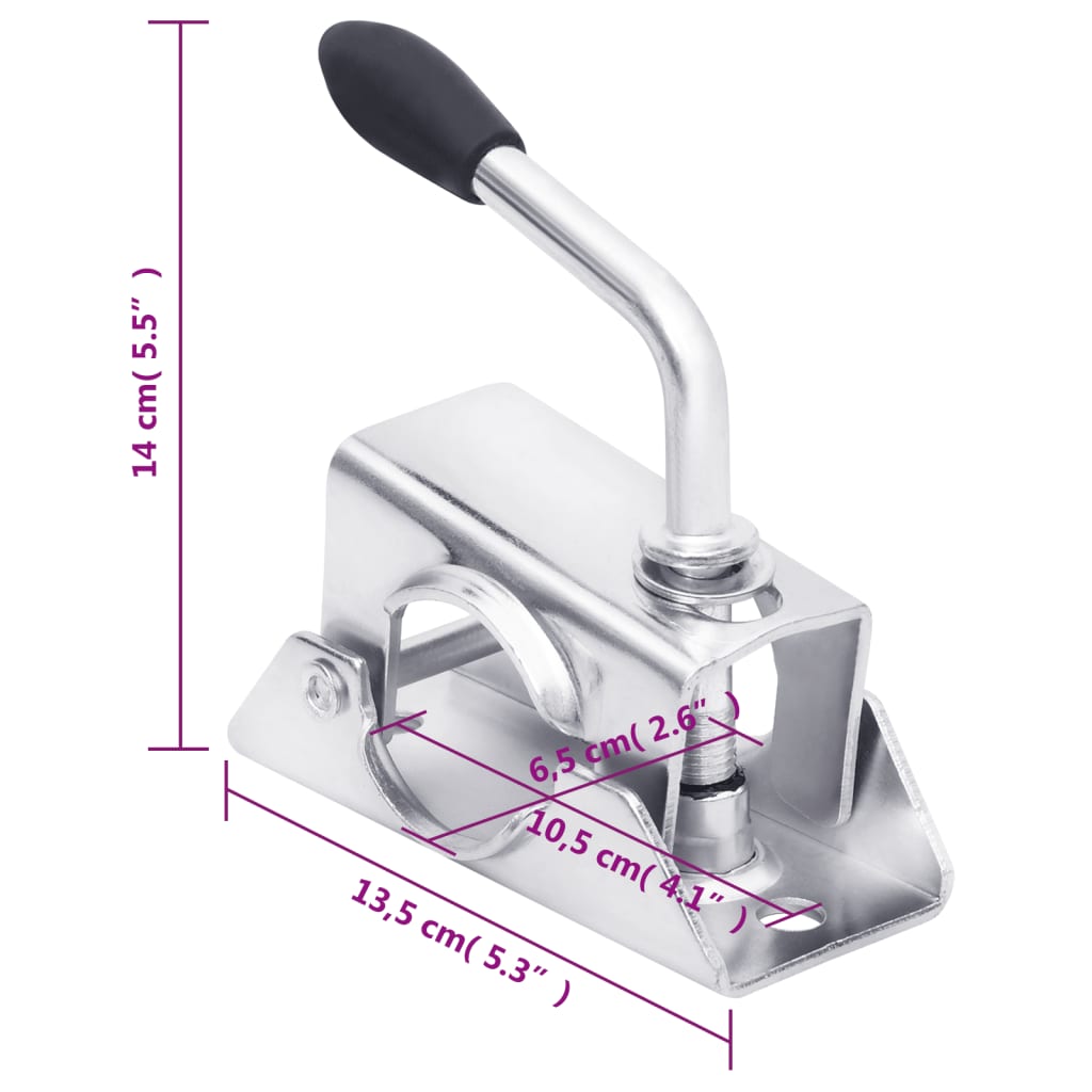 Trailer Jack Wheel 60mm with 2 Support Tubes and 2 Split Clamps