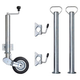 Trailer Jack Wheel 60mm with 2 Support Tubes and 2 Split Clamps