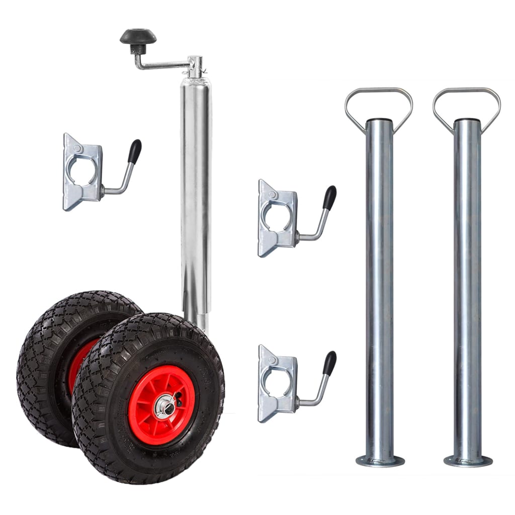Jockey Wheel with 2 Pneumatic Tyres 2 Tubes 3 Split Clamps