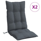 Highback Chair Cushions 2 pcs Anthracite Oxford Fabric - Front View