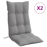 Highback Chair Cushions 2 pcs Grey Oxford Fabric - Front View