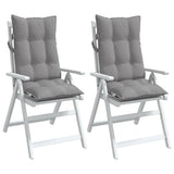 Highback Chair Cushions 2 pcs Grey Oxford Fabric - Top-Down View