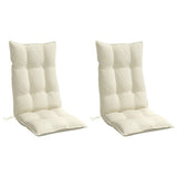 Highback Chair Cushions 2 pcs Cream Oxford Fabric - Side View