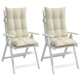 Highback Chair Cushions 2 pcs Cream Oxford Fabric - Top-Down View