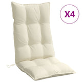 Highback Chair Cushions 4 pcs Cream Oxford Fabric - Front View