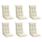 Highback Chair Cushions 6 pcs Cream Oxford Fabric