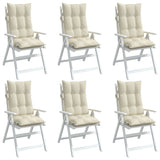 Highback Chair Cushions 6 pcs Cream Oxford Fabric - Top-Down View