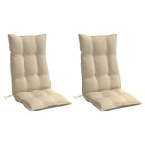 Highback Chair Cushions 2 pcs Beige Oxford Fabric - Side View