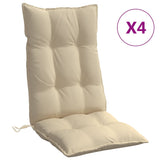 Highback Chair Cushions 4 pcs Beige Oxford Fabric - Front View