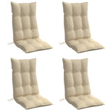 Highback Chair Cushions 4 pcs Beige Oxford Fabric - Side View