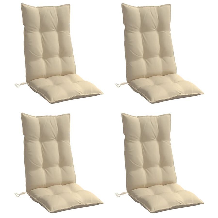 Highback Chair Cushions 4 pcs Beige Oxford Fabric