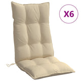 Highback Chair Cushions 6 pcs Beige Oxford Fabric