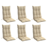 Highback Chair Cushions 6 pcs Beige Oxford Fabric