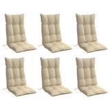 Highback Chair Cushions 6 pcs Beige Oxford Fabric - Side View