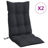 Highback Chair Cushions 2 pcs Black Oxford Fabric - Front View