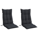 Highback Chair Cushions 2 pcs Black Oxford Fabric - Side View