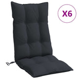 Highback Chair Cushions 6 pcs Black Oxford Fabric - Front View