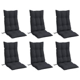 Highback Chair Cushions 6 pcs Black Oxford Fabric - Side View