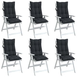 Highback Chair Cushions 6 pcs Black Oxford Fabric - Top-Down View