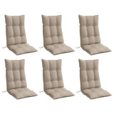 Highback Chair Cushions 6 pcs Taupe Oxford Fabric