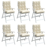 Lowback Chair Cushions 6 pcs Cream Oxford Fabric - Top-Down View