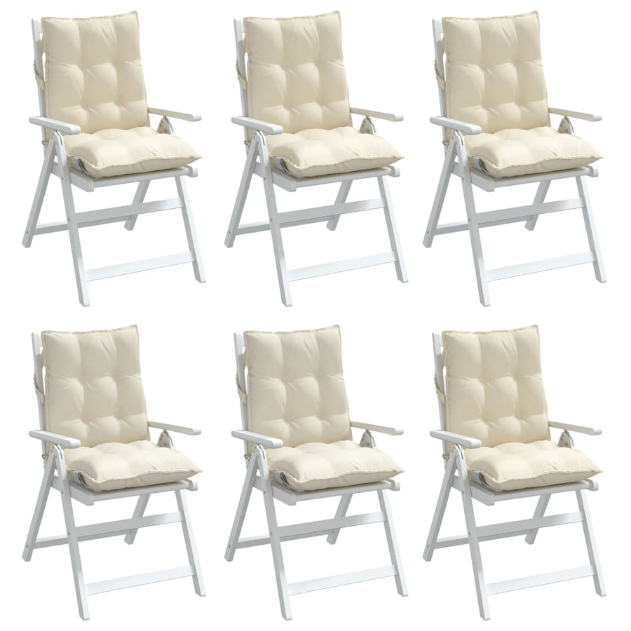 Lowback Chair Cushions 6 pcs Cream Oxford Fabric