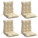 Lowback Chair Cushions 4 pcs Beige Oxford Fabric - Side View