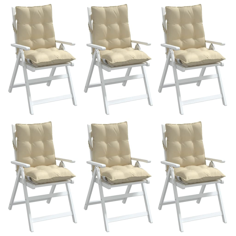 Lowback Chair Cushions 6 pcs Beige Oxford Fabric