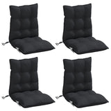 Lowback Chair Cushions 4 pcs Black Oxford Fabric - Side View