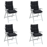 Lowback Chair Cushions 4 pcs Black Oxford Fabric - Top-Down View