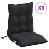 Lowback Chair Cushions 6 pcs Black Oxford Fabric - Front View