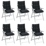 Lowback Chair Cushions 6 pcs Black Oxford Fabric - Top-Down View