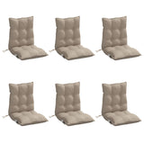Lowback Chair Cushions 6 pcs Taupe Oxford Fabric - Side View