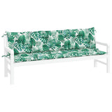 Garden Bench Cushions 2 pcs Leaf Pattern 200x50x7 cm Oxford Fabric - Side View