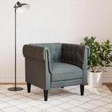 Chesterfield Sofa Chair Dark Grey Fabric - Side View