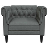 Chesterfield Sofa Chair Dark Grey Fabric - Top-Down View