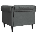 Chesterfield Sofa Chair Dark Grey Fabric - Rear View