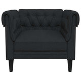 Chesterfield Sofa Chair Black Fabric - Top-Down View