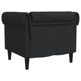 Chesterfield Sofa Chair Black Fabric - Rear View
