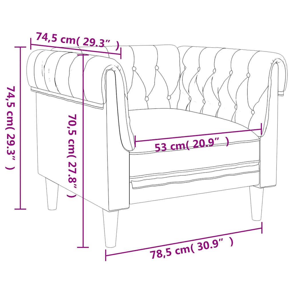 Chesterfield Sofa Chair Black Fabric