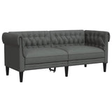 Chesterfield Sofa 2-Seater Dark Grey Fabric - Front View
