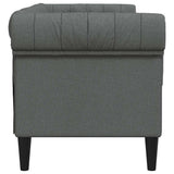 Chesterfield Sofa 2-Seater Dark Grey Fabric - 45-Degree Angle