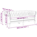 Chesterfield Sofa 2-Seater Dark Grey Fabric