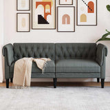 Chesterfield Sofa 2-Seater Dark Grey Fabric