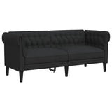 Chesterfield Sofa 2-Seater Black Fabric - Front View