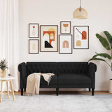 Chesterfield Sofa 2-Seater Black Fabric - Side View