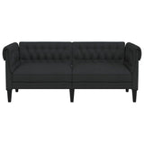 Chesterfield Sofa 2-Seater Black Fabric - Top-Down View